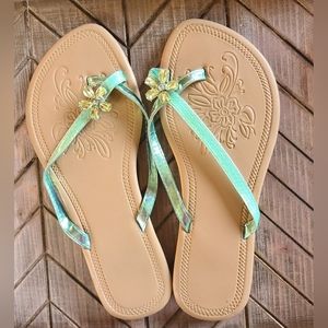 Avon Collection Flowers in Bloom Sandals Women Size S/P (5-6) Green